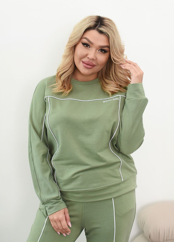 Спортивный костюм женский оверсайз с кантом из двунитки (свитшот + штаны) No Brand (361044238)