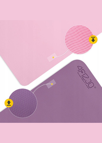 Килимок (мат) спортивний TPE 180 x 60 x 1 см для йоги та фітнесу Violet/Pink 4FIZJO (322966282)