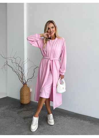 Женский теплый костюм кардиган+платье розового цвета 34891 Fashion (362211334)