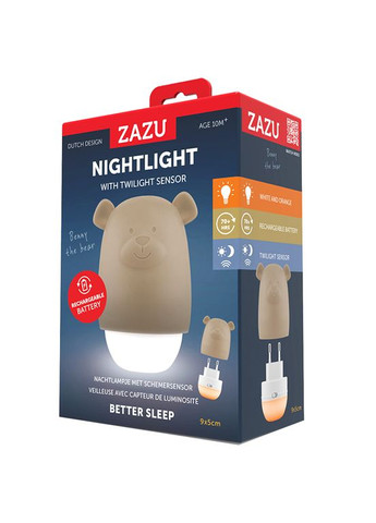 Нічник з датчиком сутінок Benny the Bear, сірий () Zazu ZA-BENNY-01 (331789439)