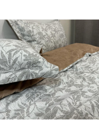 Ексклюзив: постільна білизна євро (Сатин/Велюр). Розкішний комплект сіро-бежевого кольору 200*230 см. No Brand (370710014)