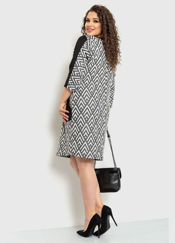 Черно-белое повседневный классическое платье с длинными рукавами трикотажное свободного кроя черно-белое (sku_183r701) No Brand с рисунком