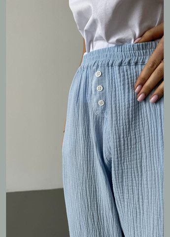 Голубая всесезон пижамный комплект футболка белая и муслиновые брюки футболка + брюки German Volf