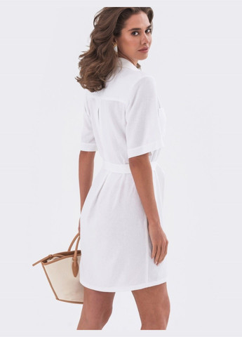 Молочна коротка сукня-сорочка молочного кольору Dressa