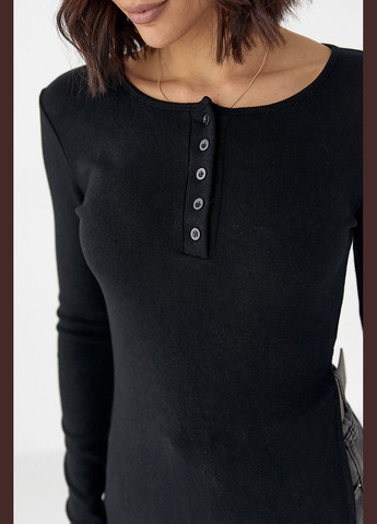 Трикотажная кофточка на пуговицах - черный Lurex (330988602)