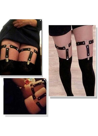 Гартер на 2 ноги с подвязками для чулок и сердечком 2 шт черного цвета для садо-мазо и ролевых игр M.M. (360603825)