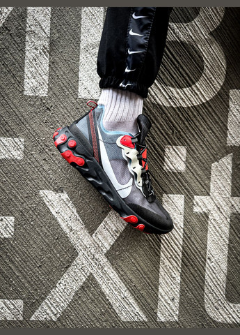 Чорні всесезон кросівки чоловічі nike react element 87 black red | найк реакт елемент 87 чорні червоні No Brand