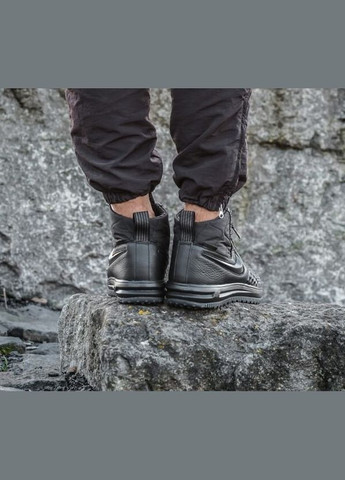 Черные кроссовки lunar force 1 duckboot black — 916682-002. Nike