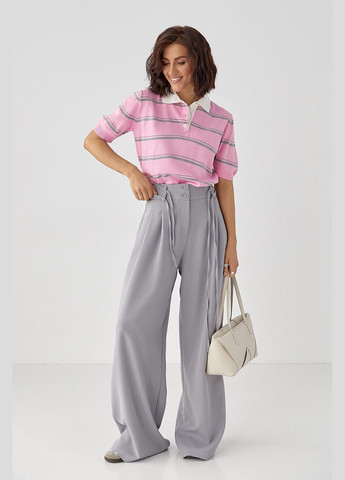 В'язане поло в смужку - бірюзовий колір Lurex - (335077274)