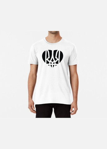 Біла чоловіча патріотична футболка з принтом герб україни серце Stedman