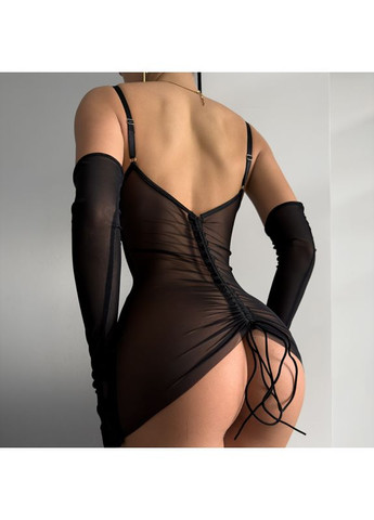 Чорний комплект еротичної білизни (пенюар+трусики) No Brand