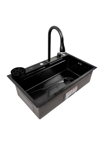 Кухонна мийка PVD чорна CM 75*46A Handmade "Водоспад" Platinum (302080338)