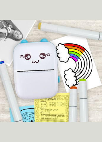 Портативний термопринтер Mini printer Blue Дитячий принтер із великим набором термопаперу в комплекті JETIX (336213695)