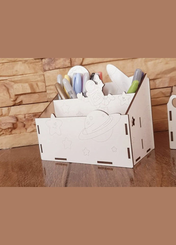 Дерев'яний дитячий шкільний самозбірний організатор для канцтоварів, підставка для олівців та ручок No Brand (305076693)