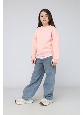 Yuki світшот для дівчинки колір персиковий цб-00284930 персиковий футер