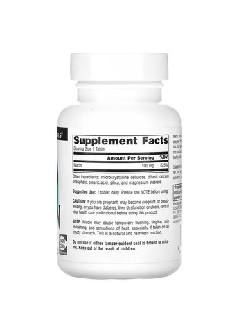 Вітаміни та мінерали Niacin 100 mg, 100 таблеток Source Naturals (333340344)