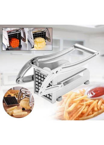 Ручна картоплерізка машинка Potato Cut для нарізки картоплі фрі з нержавіючої сталі 2 насадки різних розмірів Silver No Brand (350349182)