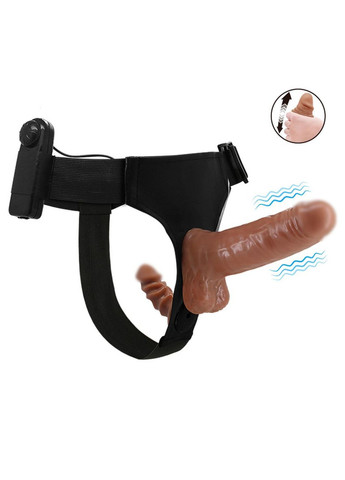 Страпон подвійний вібруючий Strap-On Duo Vibrance довжина 16 см ширина 4 см двосторонній старпон LyBaile (317748025)