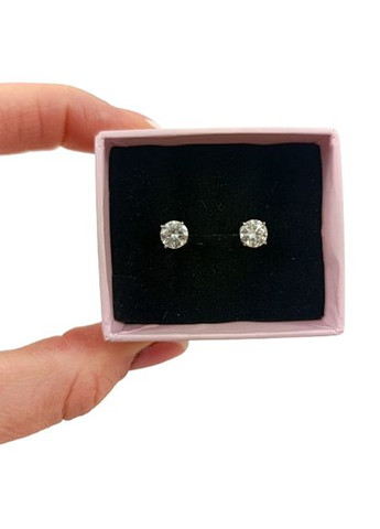 Серебряные серьги-пуссеты с муассанитом 2-1,6 ct 6 мм Сертификат (Арт.219157499-219157500) Shatlen Сережки (339072273)