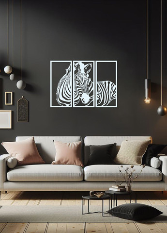 Картина лофт, настенный декор для дома "Зебра модульная картина", декоративное панно 80х115 см Woodyard (292113869)