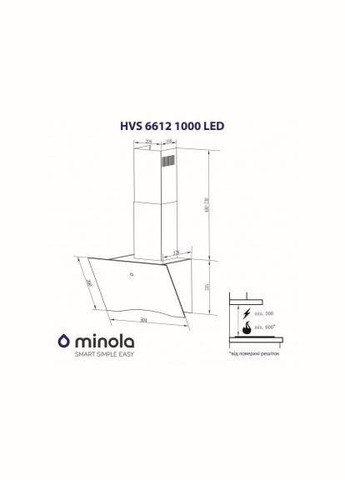 Наклонная вытяжка HVS 6612 1000 BL LED MINOLA (314864037)