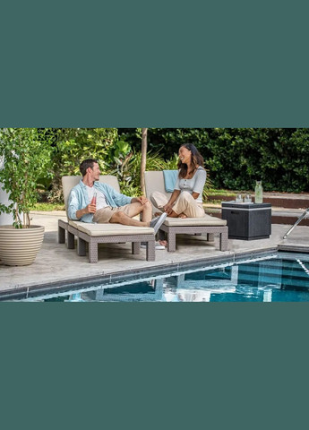 Шезлонг розкладний пластиковий з подушками Allibert Daytona (17211632) Капучино Keter (367982800)