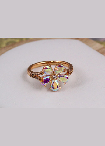 Кольцо цветок с камнем хамелеон р золотистое. Xuping Jewelry (317309718)