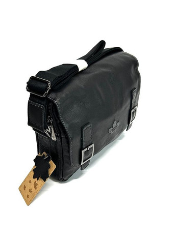 Чорна шкіряна чоловіча прямокутна сумка портфель папка через плече для документів а4 No Brand (316715408)