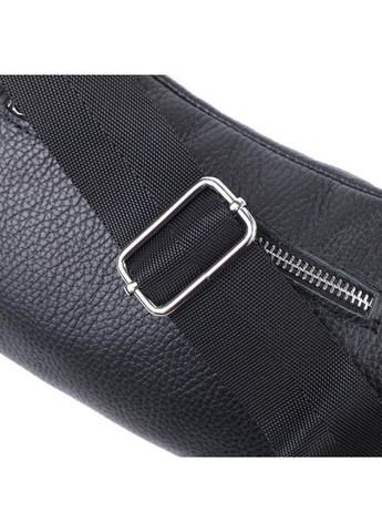 Чоловіча шкіряна сумка на пояс бананка через плече для телефону та документів середня Чорний 38786 Shvigel (353302632)