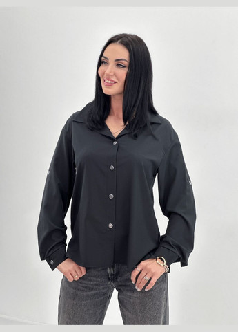Чёрная базовая женская рубашка Fashion Girl "Eden"