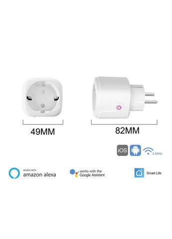 Розумна WIFI розетка Aubess 20А Smart Plug з енергометром, вай фай розетка, Smart Life / Tuya No Brand (300577760)