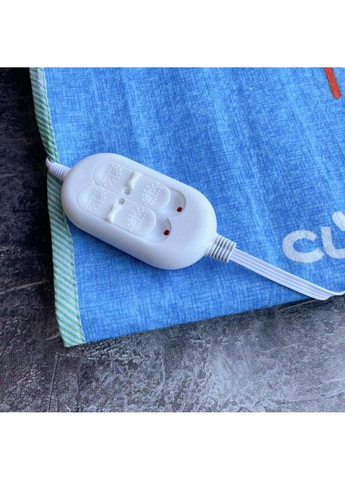 Електропростинь двоспальне з двома зонами з кольоровим малюнком Байка Туреччина 155x170 см 55223 Синій квітка синя Lux (317734607)