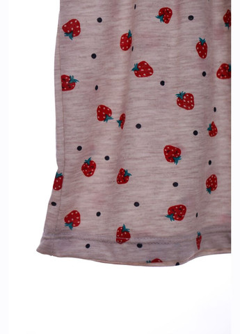 Бежева сукня трикотажна для дівчинки ferix в полуничку бежева 92 см (44870) BABYKROHA (323470244)