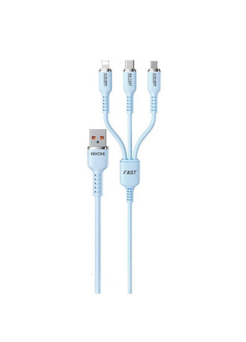 Кабель Tint Real Silicon 3-in-1 Super Fast Charging 66W синій (WDC-07th) Wekome (355949881)