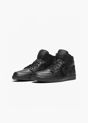Черные кроссовки мужские 1 mid triple black black 554724-091 Air Jordan