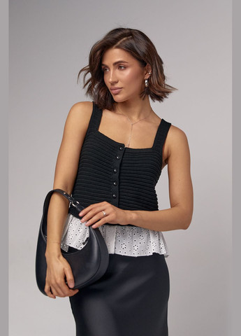 Вязаная майка с оборкой из прошвы Liton — 296469567