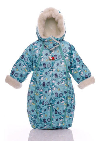 Комбинезон Трансформер на меху с принтом Снеговичков мятный 86 см (35577) BABYKROHA (315424036)