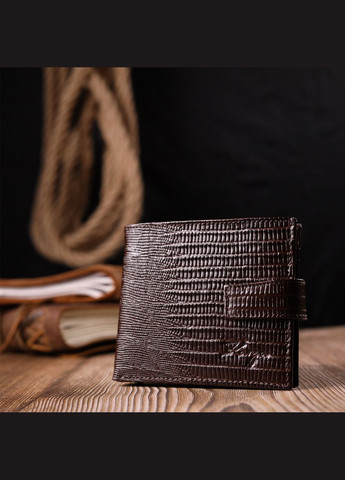 Практичний чоловічий гаманець із фактурної шкіри 21036 Коричневий Karya (366288844)