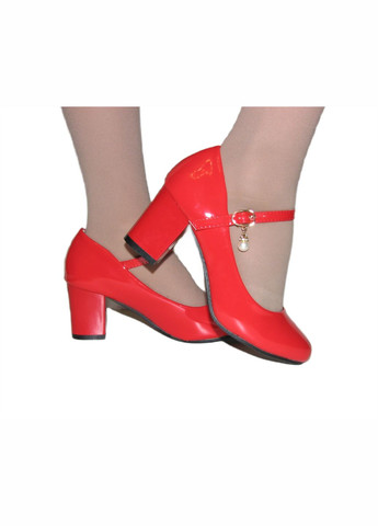 Красные туфли лакированные красные на низком каблуке Seven