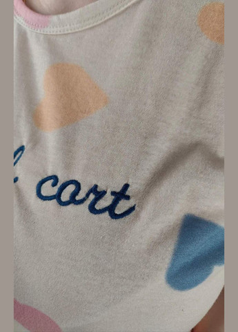 Бежевая всесезон женская коттоновая пижама с футболкой и шортами турецкого производства Mirano