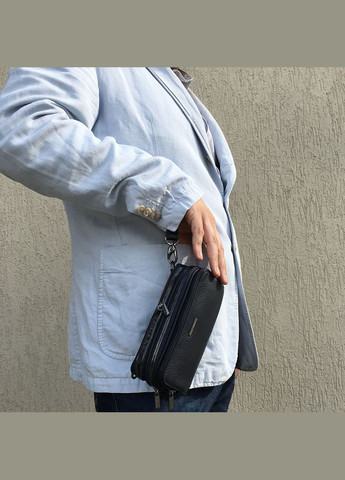 Синя шкіряна сумка-клатч на три відділення Newcontatto 6168 navy Tony Perotti (303829846)