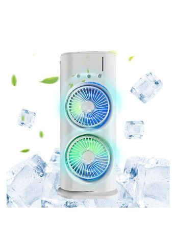 Портативный вентилятор двойной с увлажнением и подсветкой настольный аккумуляторный с пультом No Brand (345701935)