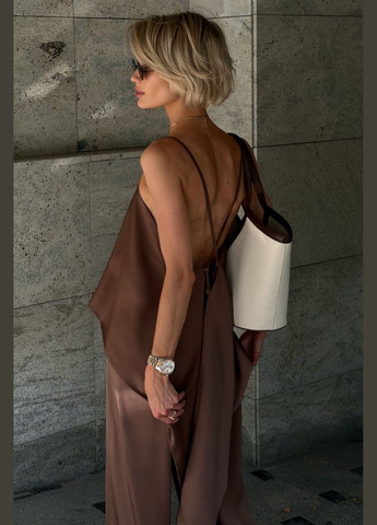 Літній шовковий костюм кольору шоколад Jadone Fashion (339607485)