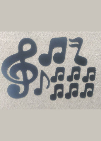 Акрилові чорні наклейки Музичні ноти великі набір 10 шт. No Brand (303140274)