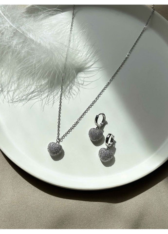 Цепочка под серебро с блестящим сердцем 5571 LeBijou (368559145)