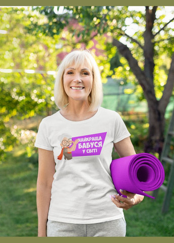 Футболка жіноча біла з оригінальним принтом для бабусі "Найкраща бабуся у світі" Кавун футболка (316304767)