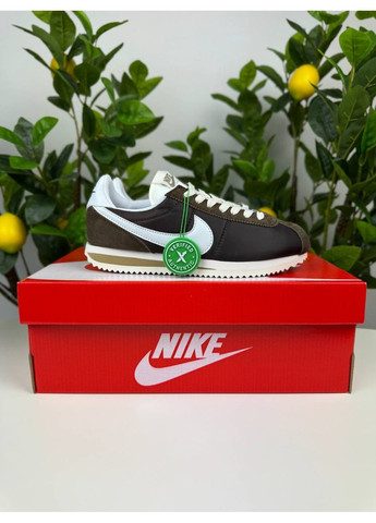 Белые демисезонные кроссовки мужские nike cortez brown white найк кортез No Brand