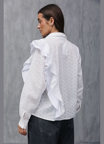 Біла блуза білого кольору з рюшею збоку Arjen