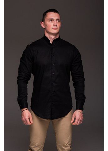 Черная повседневный, вечерний, классическая, кэжуал рубашка однотонная Vakko