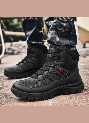Ботинки тактические GZ706 Black р.44 мужские военные на шнуровке демисезонные Lesko (342118597)